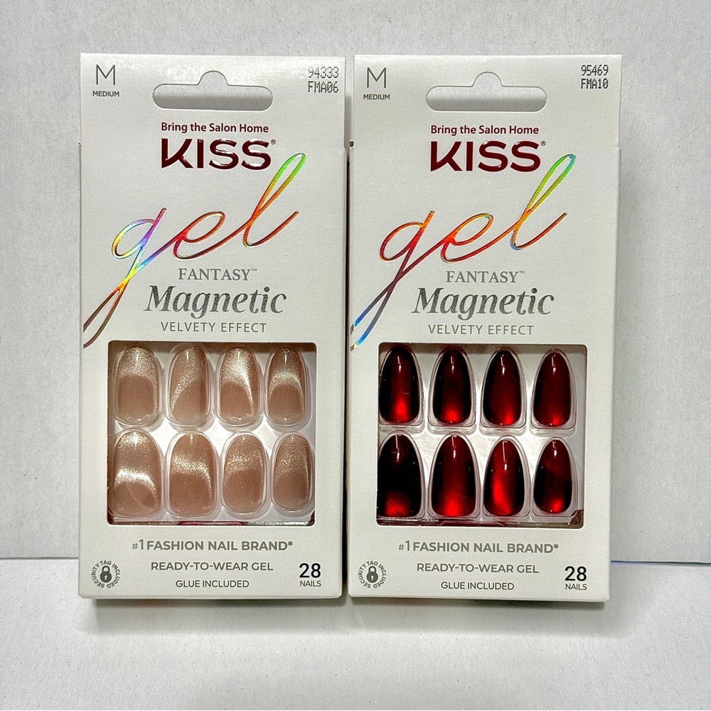 Kiss Gel Fantasy Magnetic Velvety Effect 2 Pack Medium Bundle FMA10 FMA06